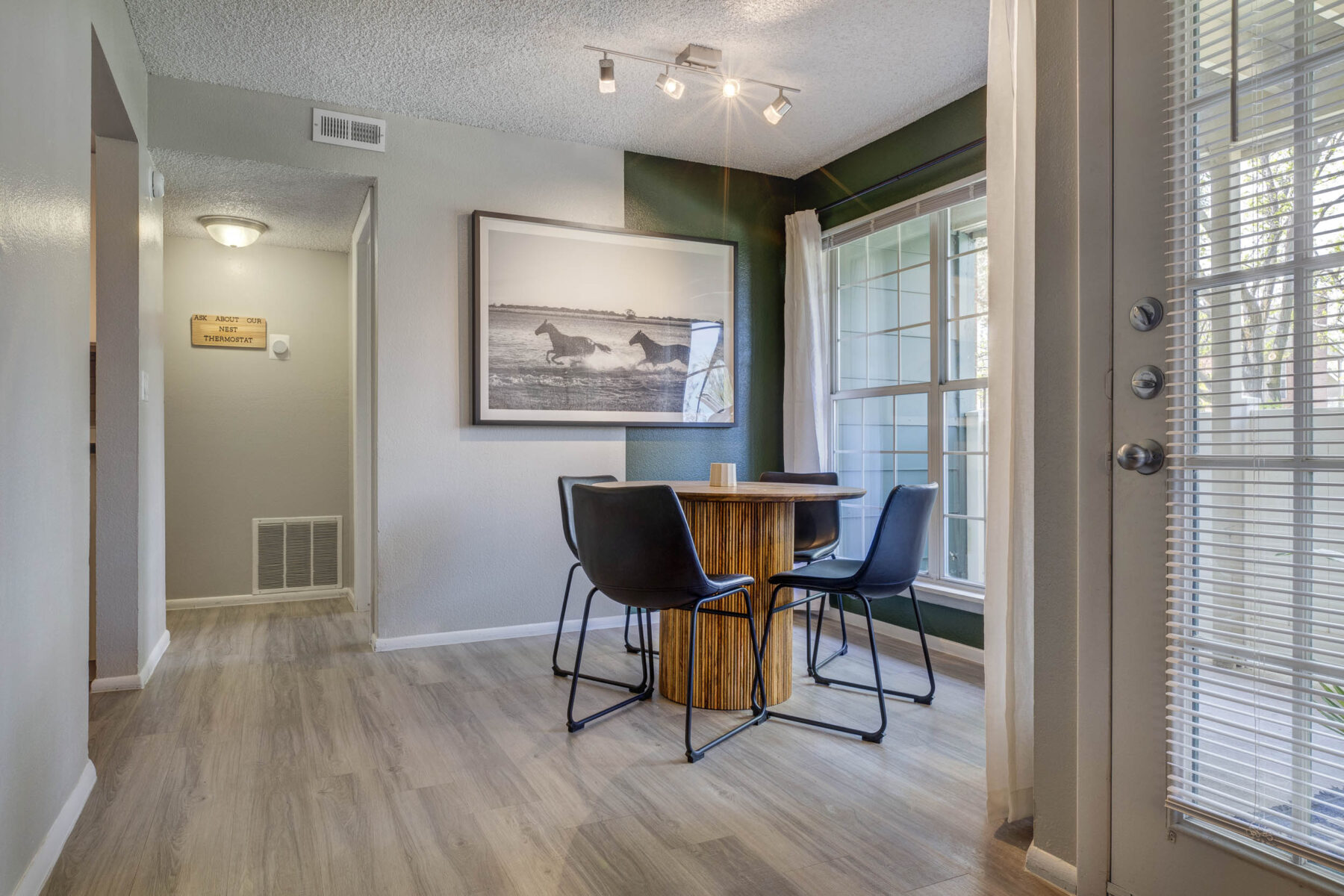 Dining nook with large windows