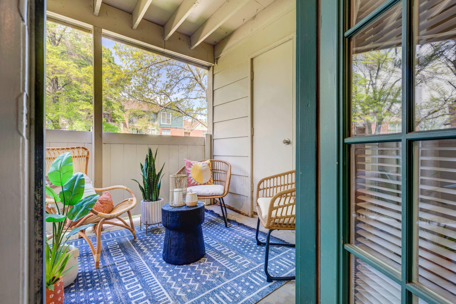 Private patio with storage closet