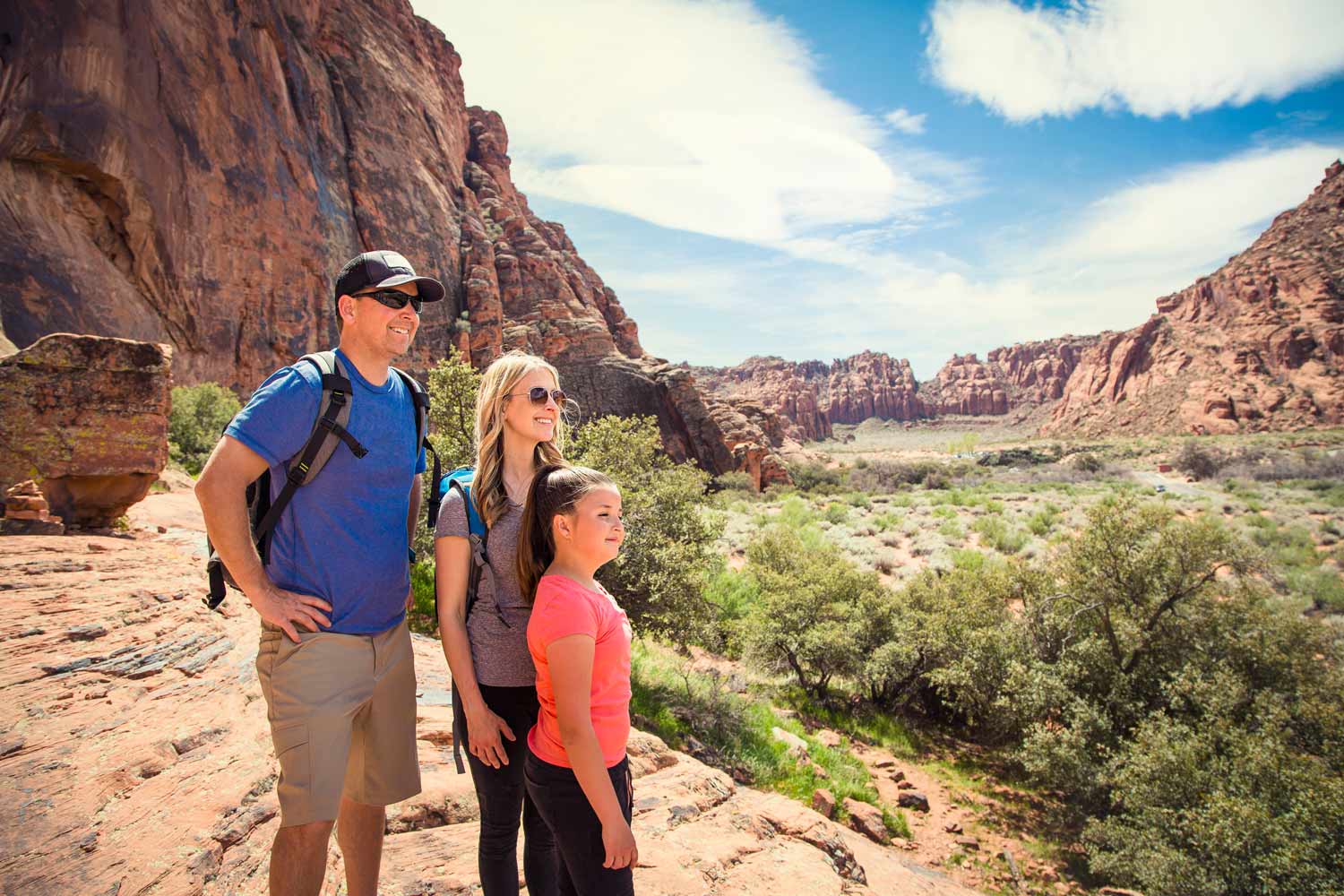 A family hiking in the beautiful Utah mountains