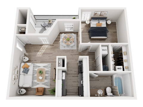 1 x 1 floor plan