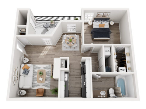 1 by 1 floor plan